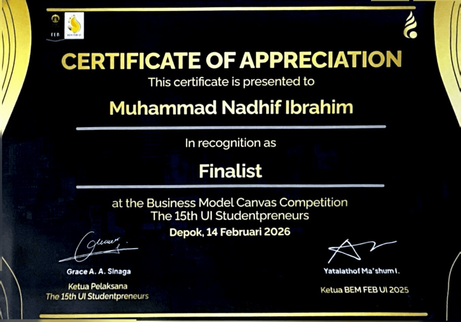 Finalist UI Studentpreneurs Business Model Canvas Competition